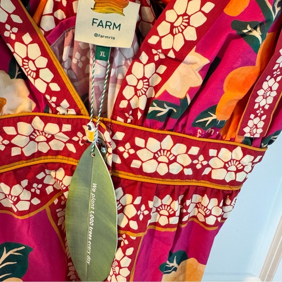 NWT Farm Rio Flower Tapestry Tie Shoulder Midi Dress | XL - Picture 7 of 8